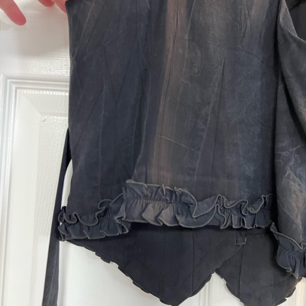 Betsey Johnson Blackish Ruffled Sleeveless Vest - Picture 9 of 16